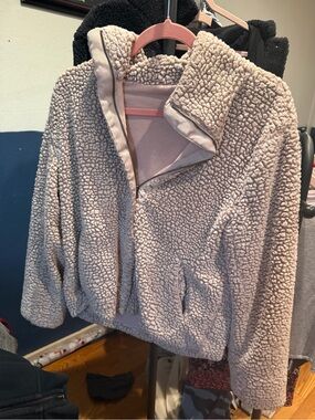 Altar'd State Blush Pink Sherpa-Lined Zip Jacket